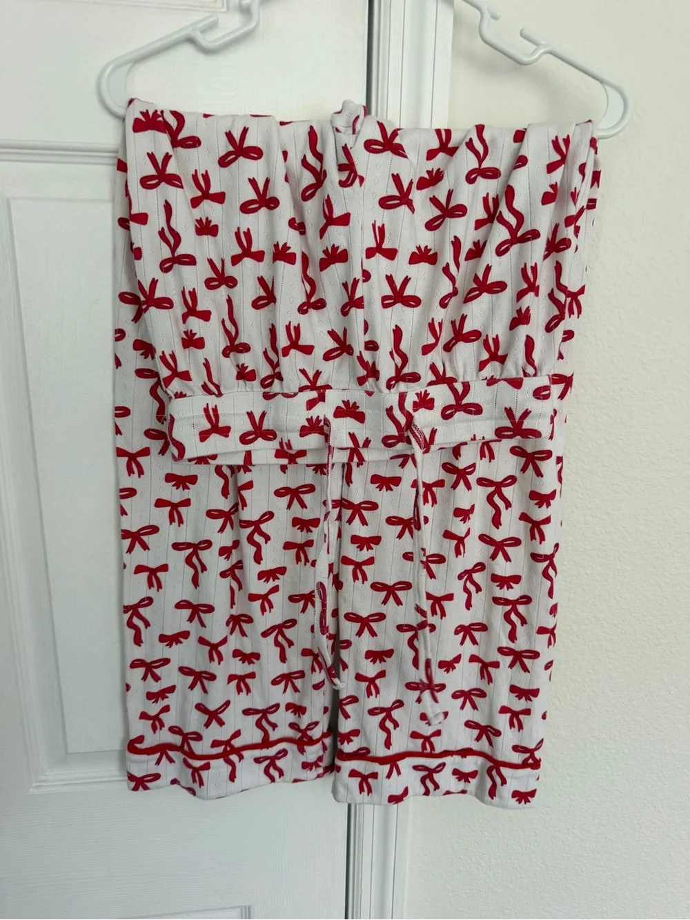 SIIX Collection Red Bows Organic Cotton Pointelle Pajama Lounge Set Size S